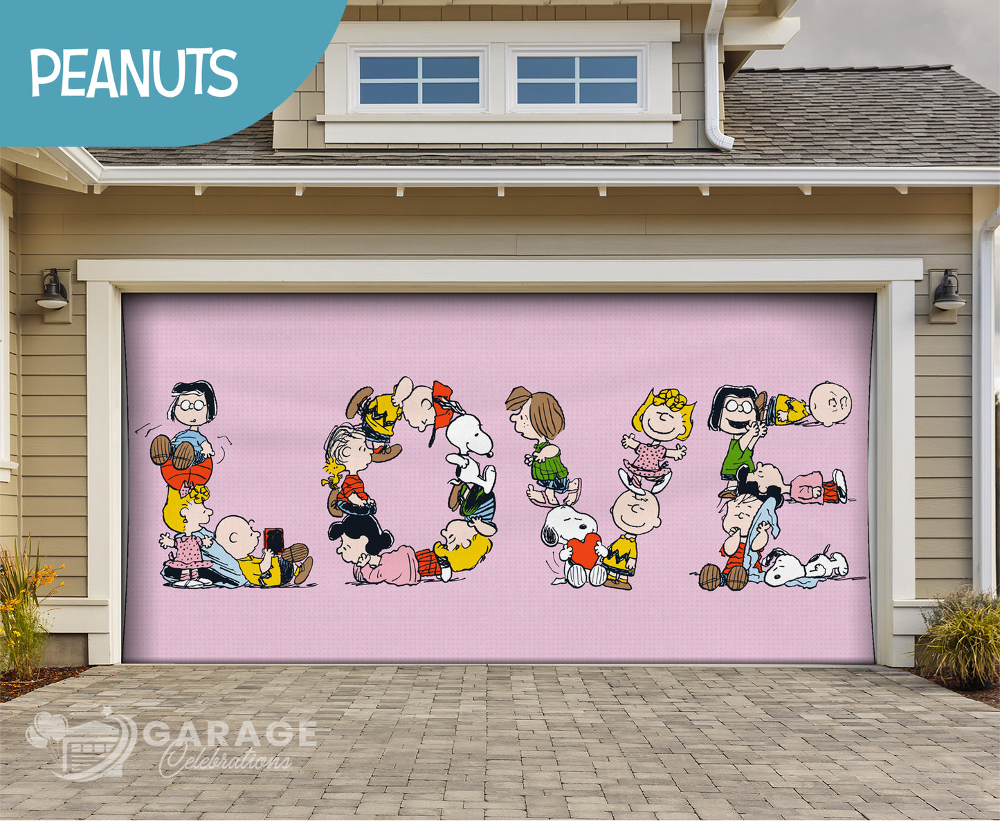 LOVE | Peanuts® Garage Door Cover