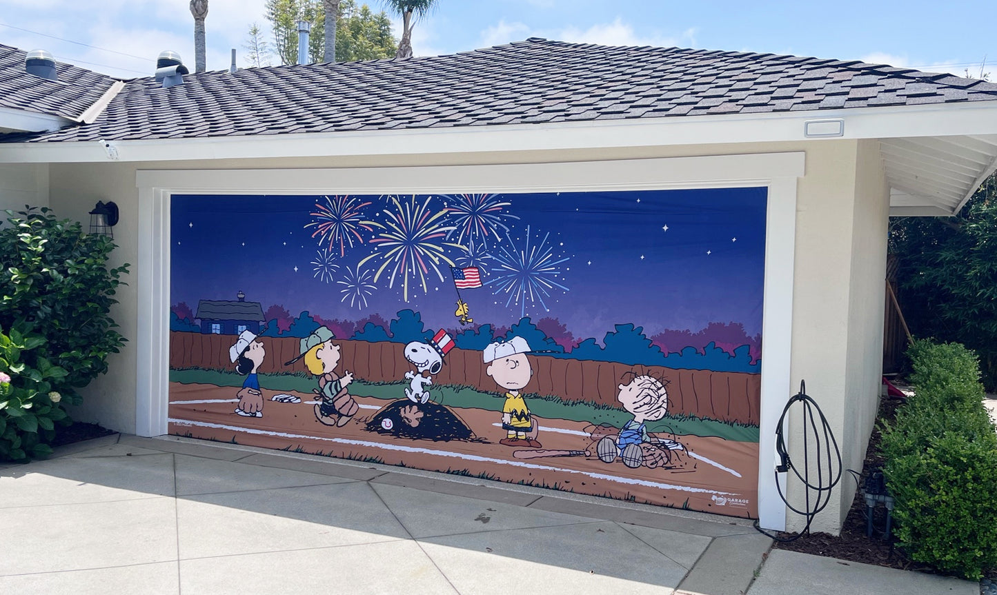 America's Pastime | 2-Car Peanuts® Garage Door Cover