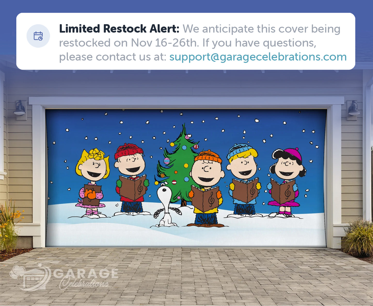 Christmas Carolers | Peanuts® Garage Door Cover