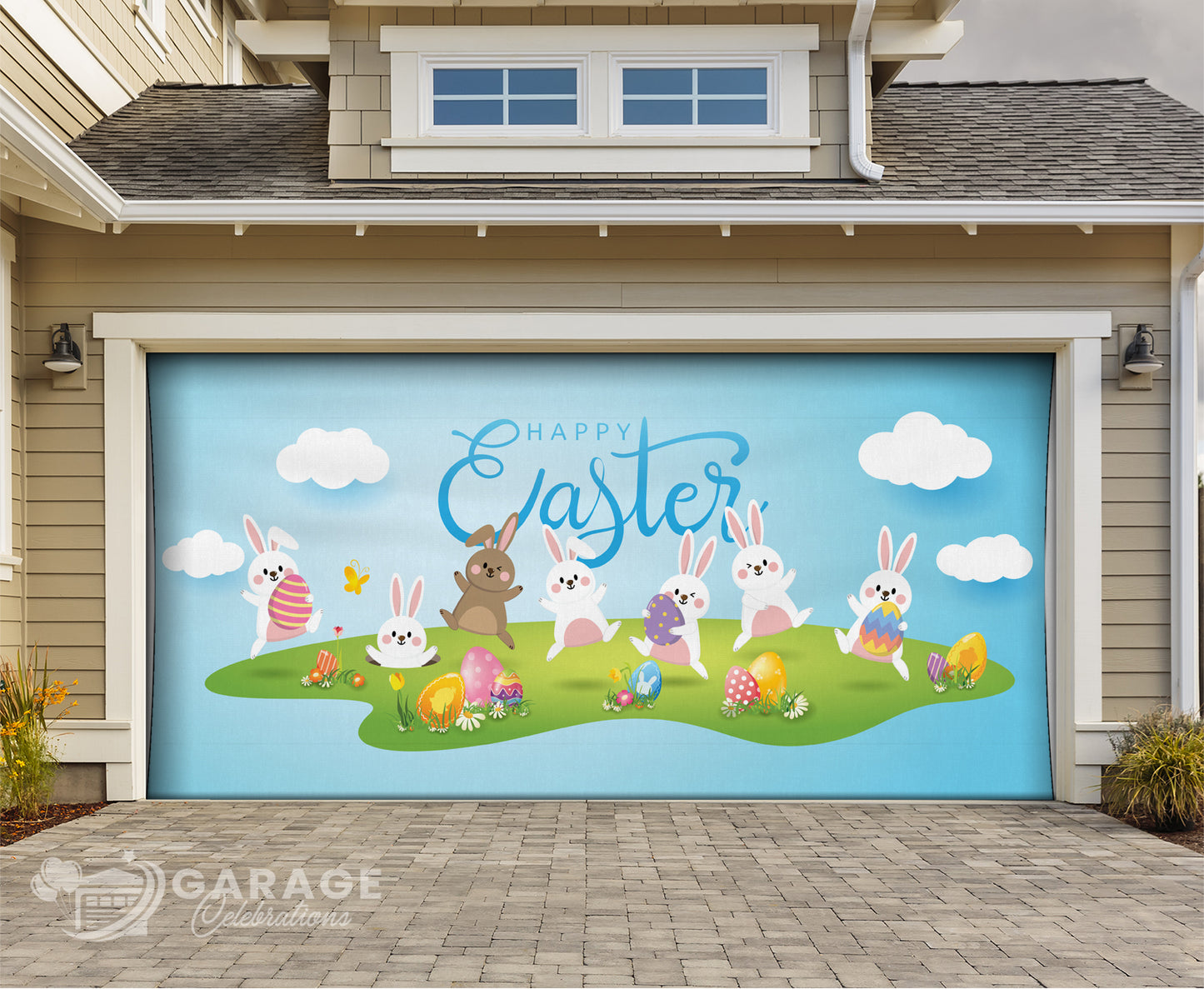 The Easter Bunny Hop! | 2-Car Garage Door Cover