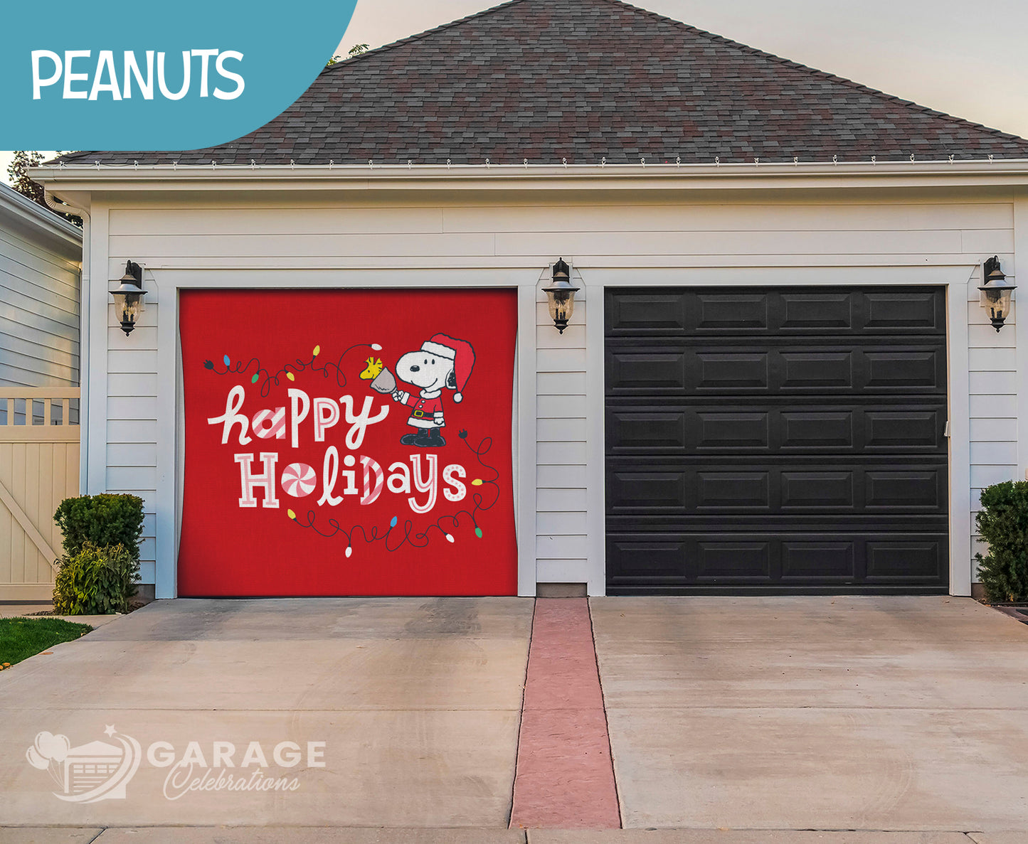 Happy Holidays | 1-Car Peanuts® Garage Door Cover