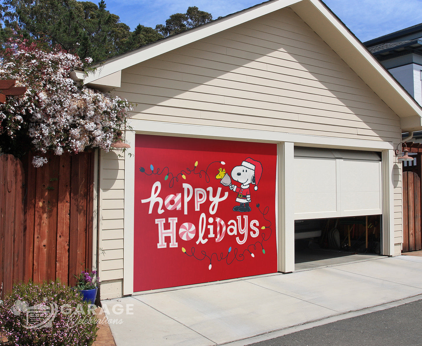 Happy Holidays | 1-Car Peanuts® Garage Door Cover