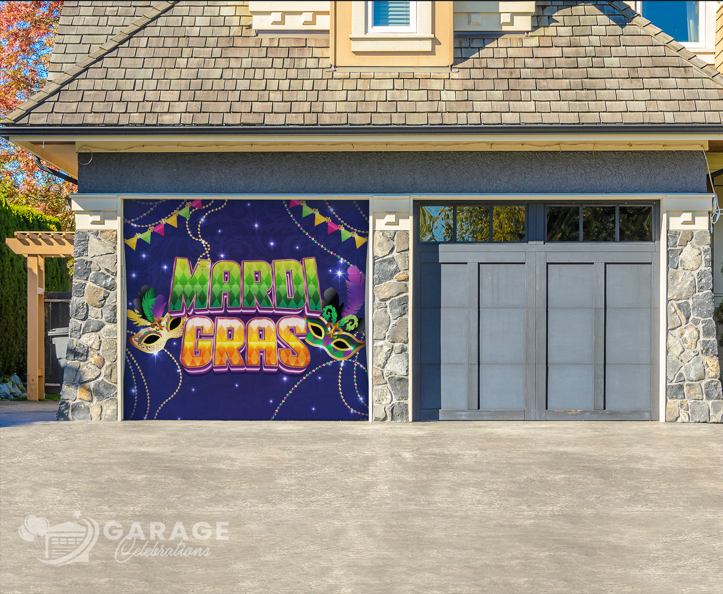 Happy Mardi Gras! | 1-Car Garage Door Cover