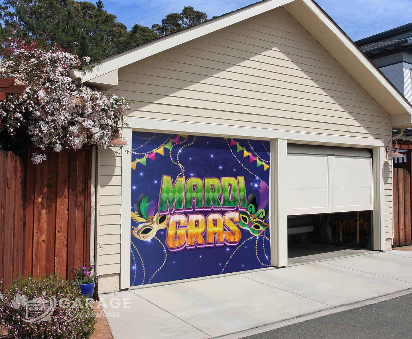 Happy Mardi Gras! | 1-Car Garage Door Cover