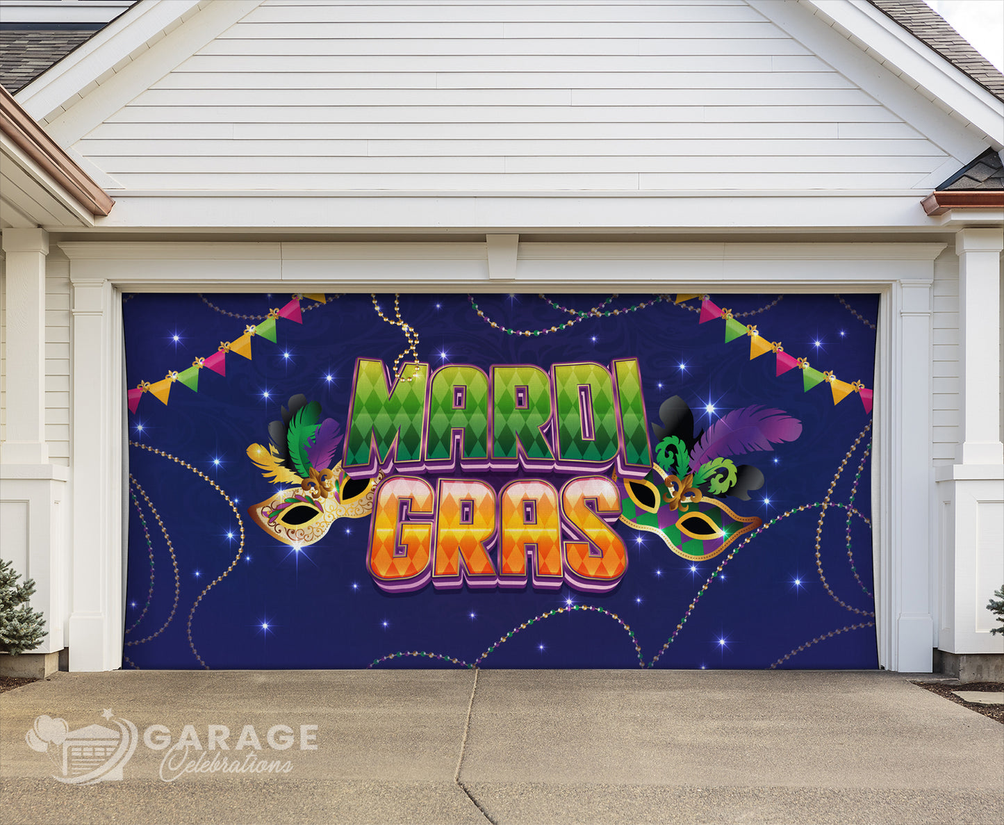 Happy Mardi Gras! | 2-Car Garage Door Cover
