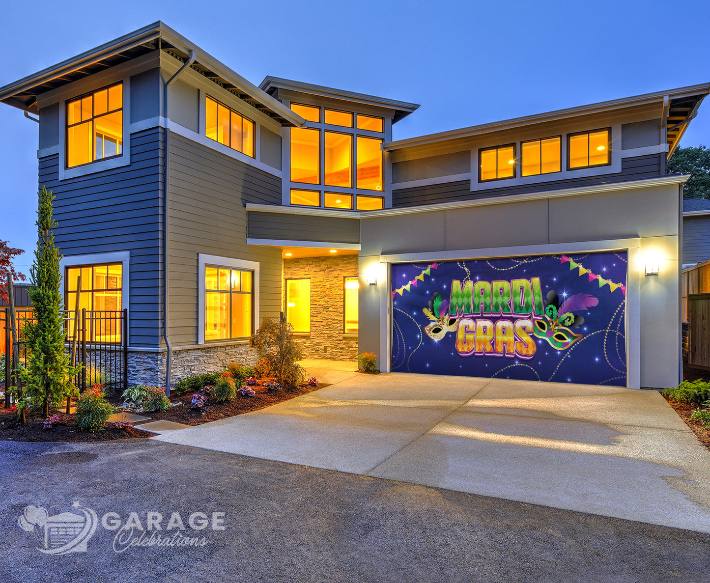 Happy Mardi Gras! | 2-Car Garage Door Cover