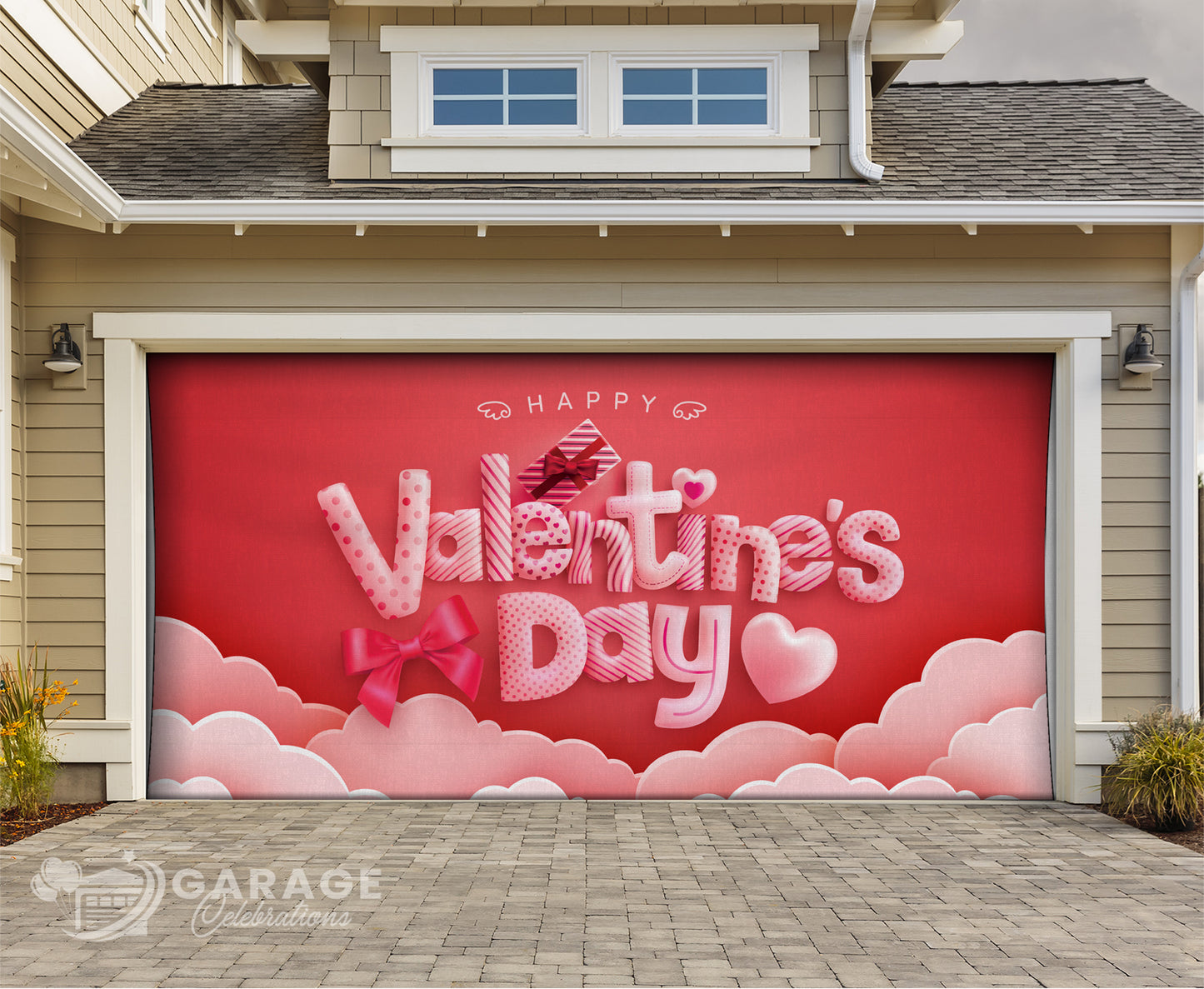 Happy Valentines Day | 2-Car Garage Door Cover