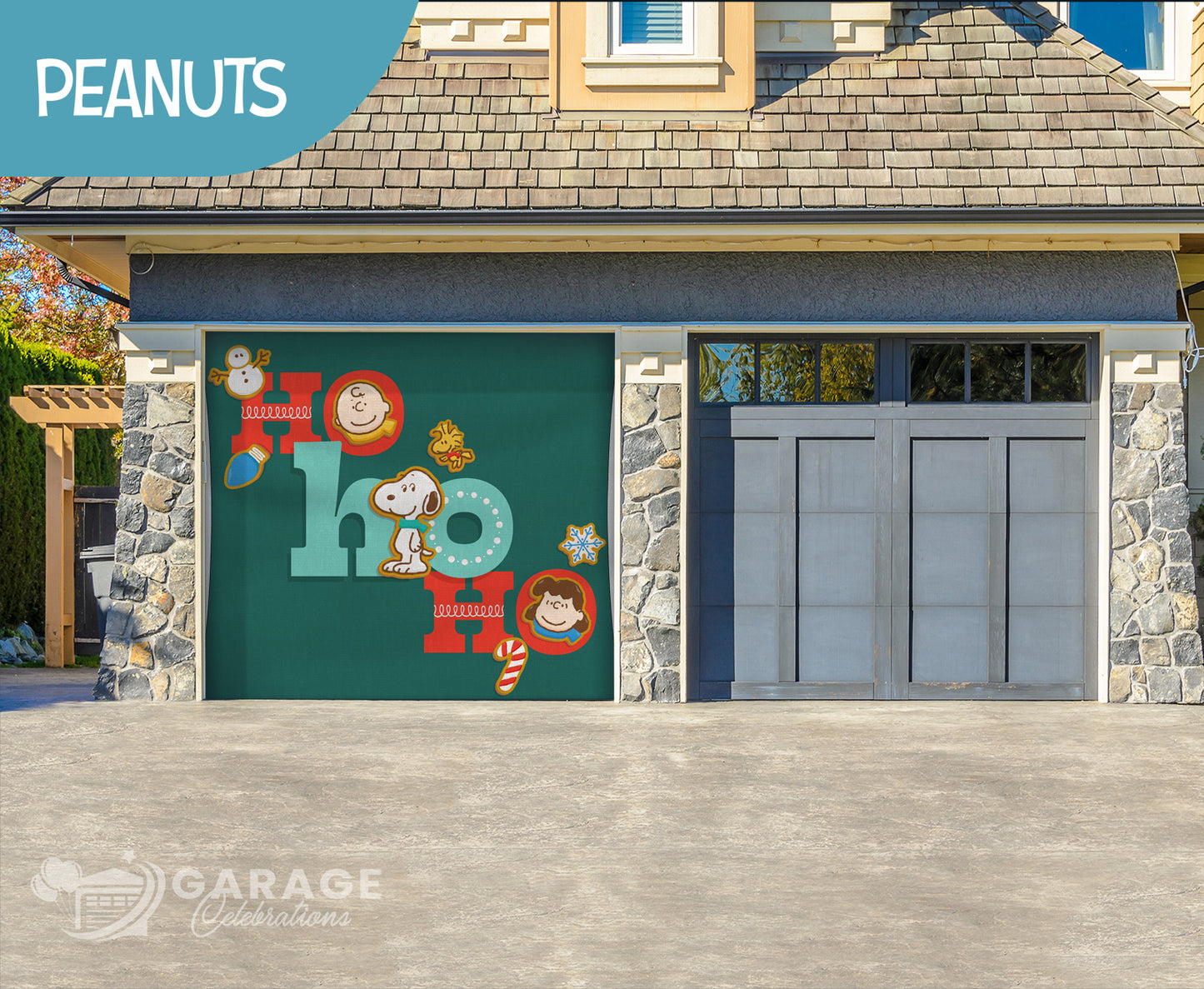 Ho Ho Ho | 1-Car Peanuts® Garage Door Cover