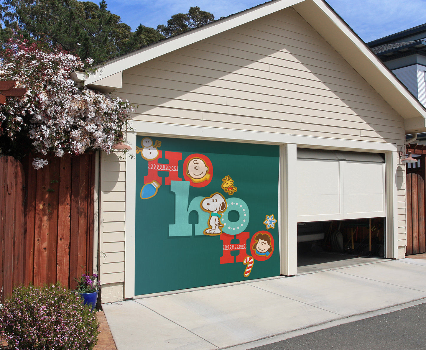 Ho Ho Ho | 1-Car Peanuts® Garage Door Cover