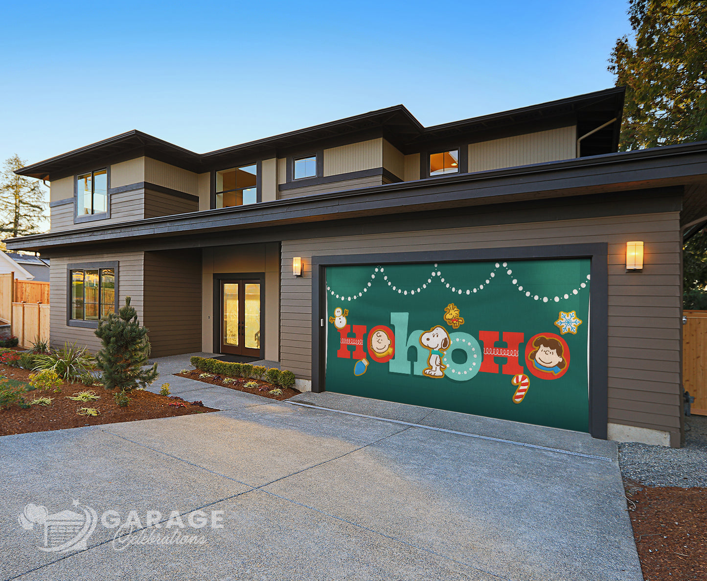 Ho Ho Ho | 2-Car Peanuts® Garage Door Cover