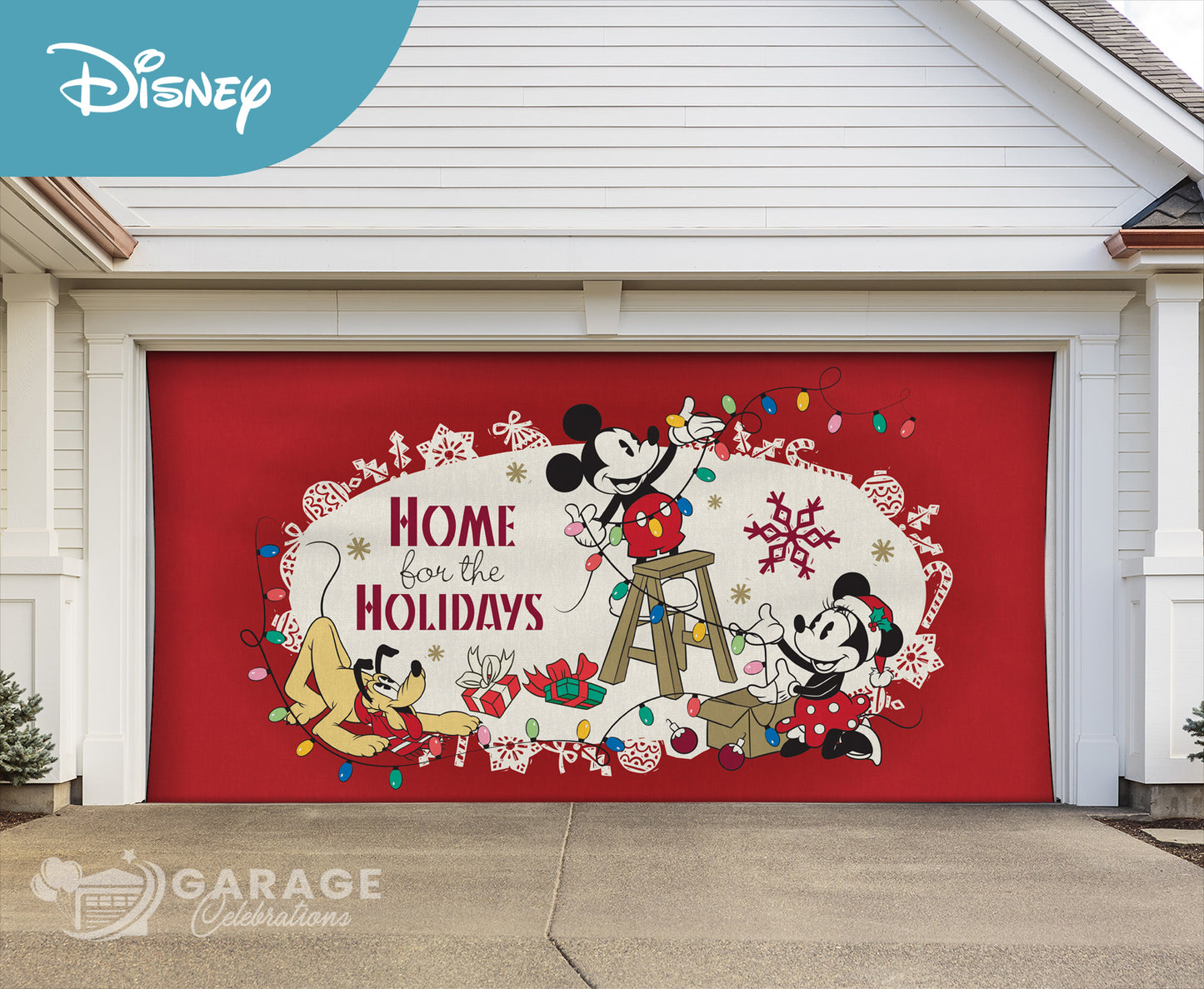 Home For The Holidays | 2-Car Disney® Garage Door Cover