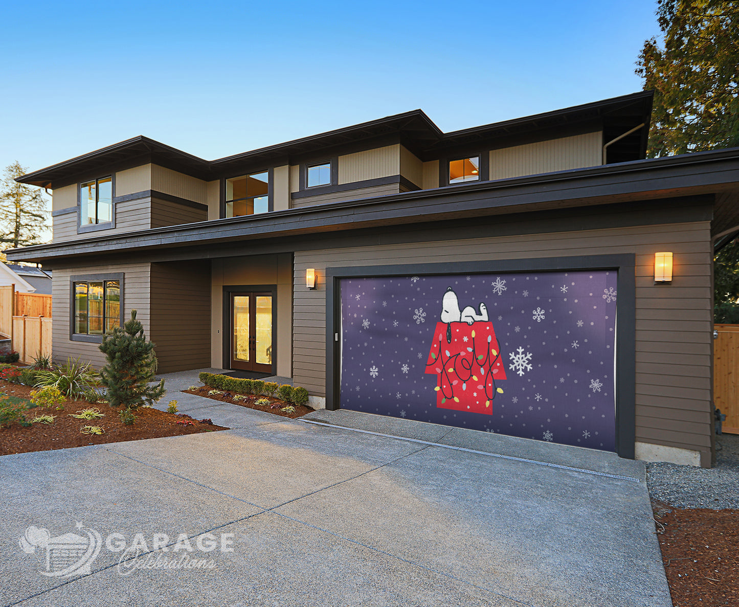 Joyful Snoopy | 2-Car Peanuts® Garage Door Cover