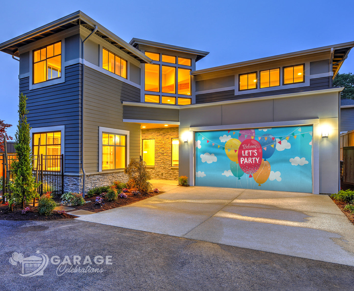 Let's Party | 2-Car Garage Door Cover