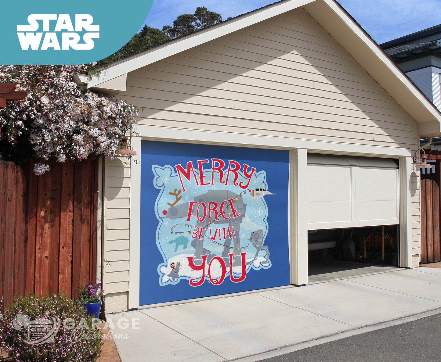 Merry Force Be With You | 1-Car Star Wars™ Garage Door Cover