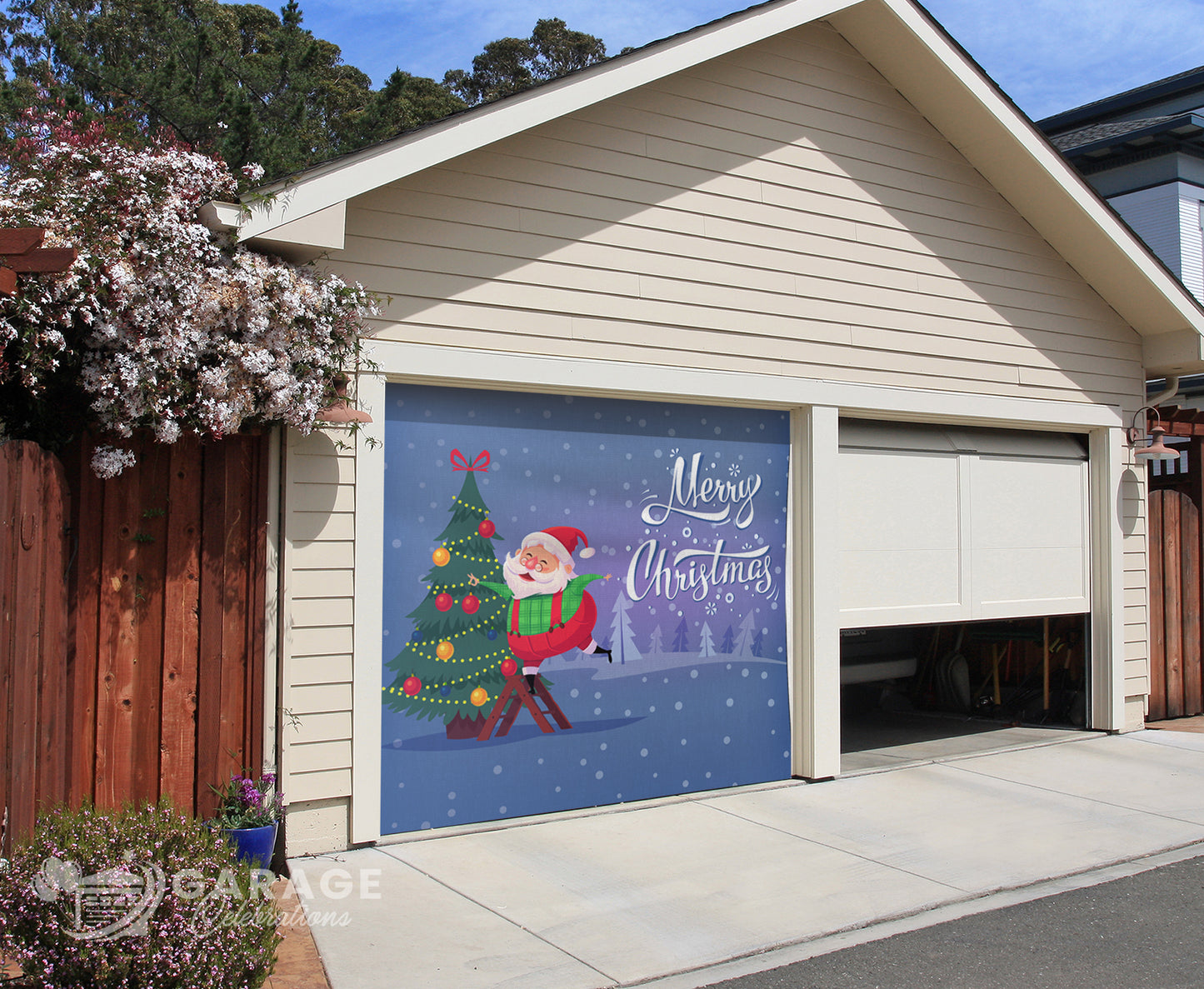 Santa's Christmas Tree | Garage Door Cover