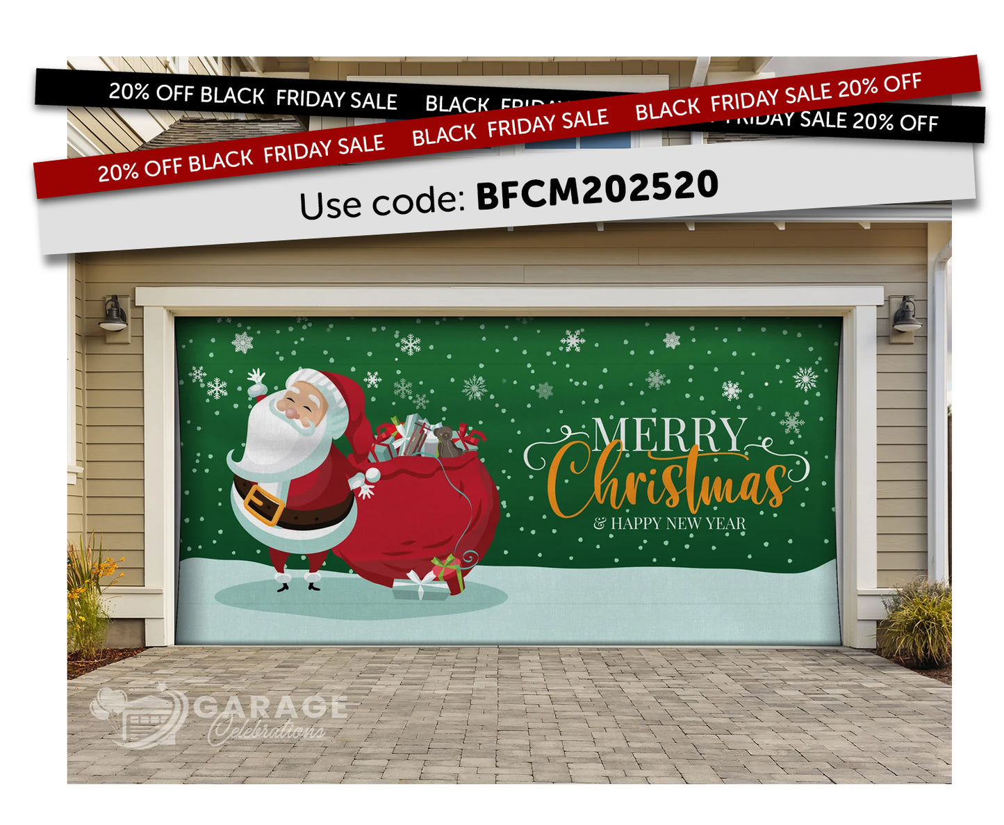 Snowflake Santa | Garage Door Cover