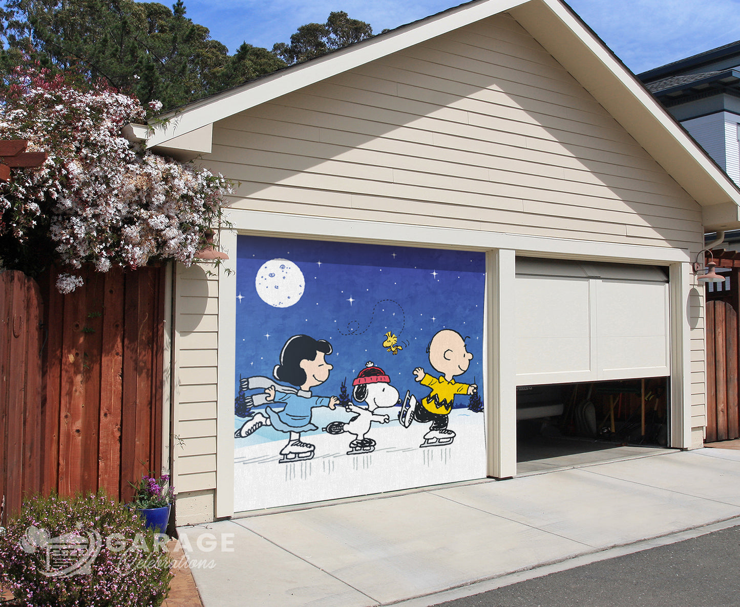 Starlit Skate | 1-Car Peanuts® Garage Door Cover