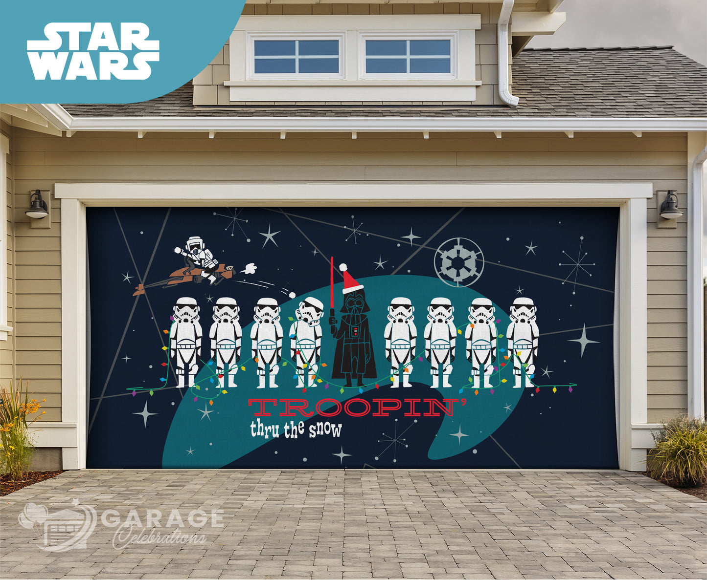 Troopin' Thru The Snow | 2-Car Star Wars™ Garage Door Cover