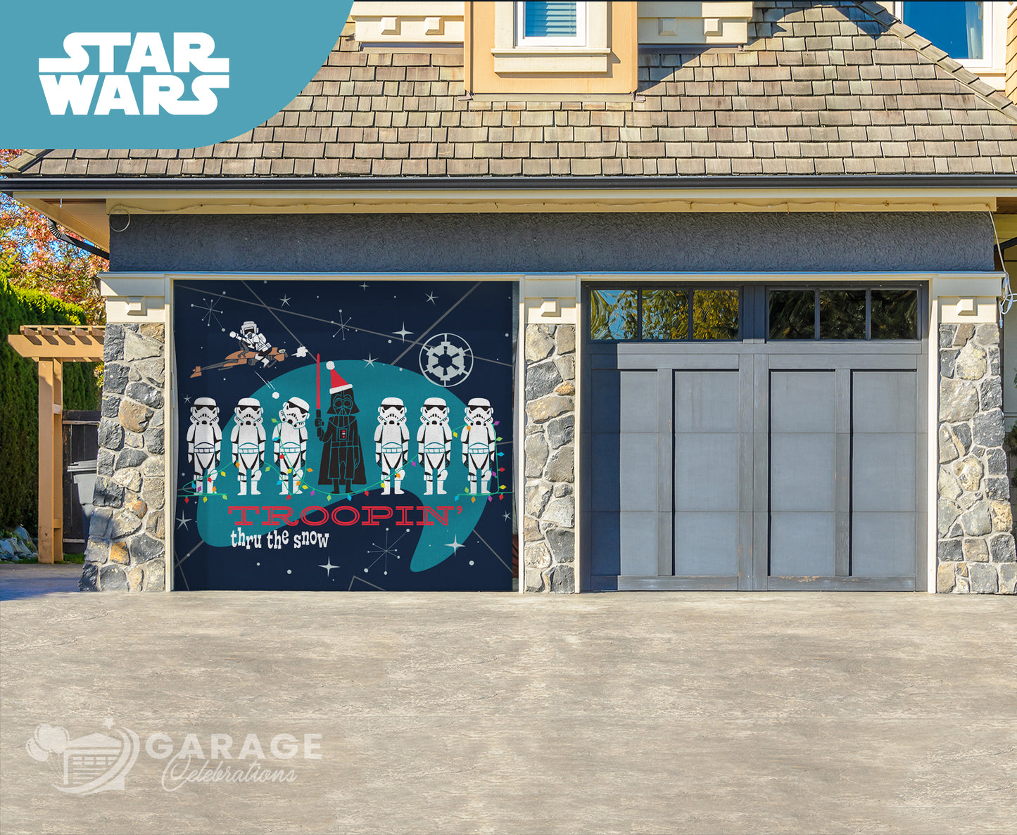 Troopin' Thru The Snow | 1-Car Star Wars™ Garage Door Cover