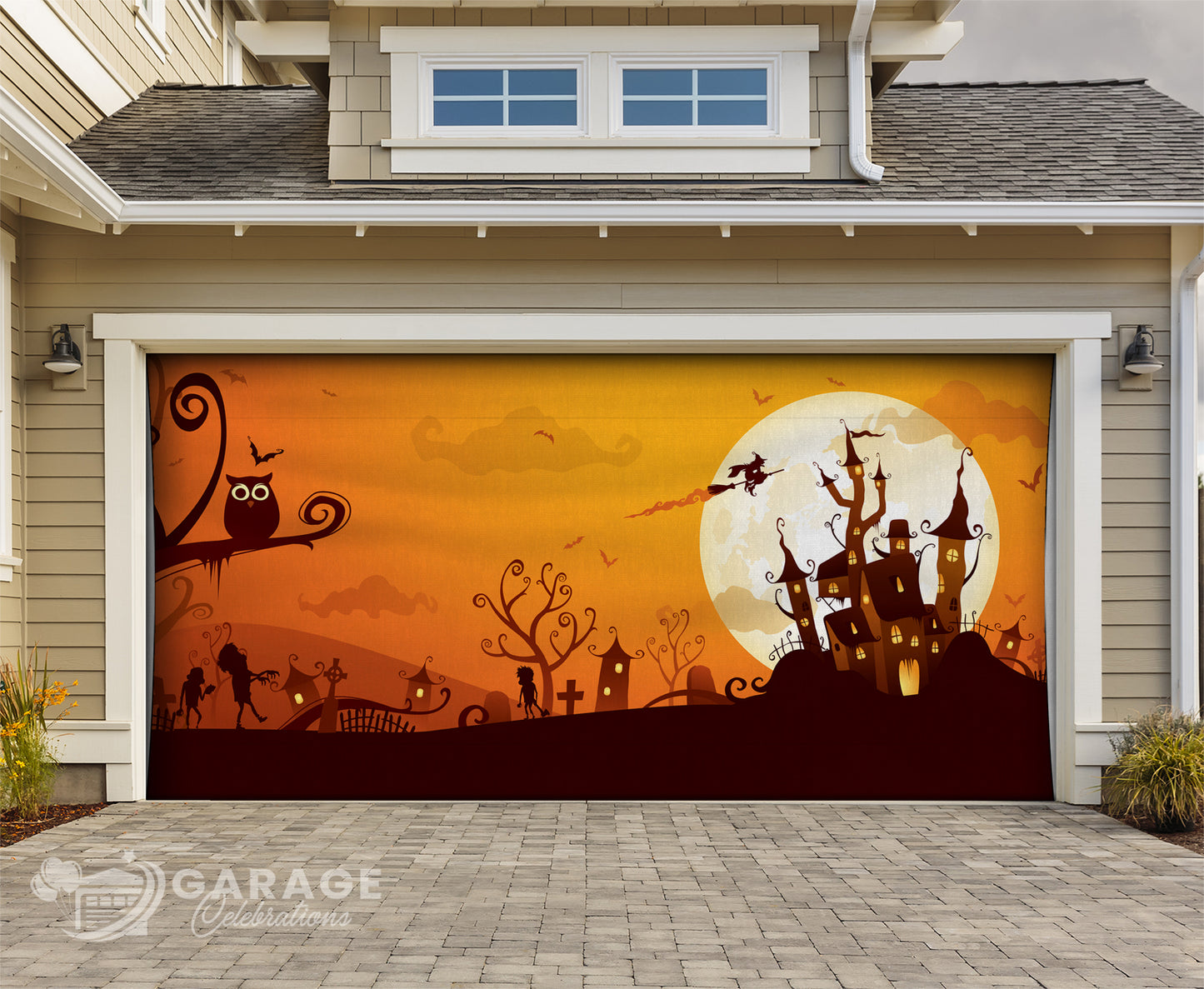 Haunted House | 2-Car Garage Door Cover