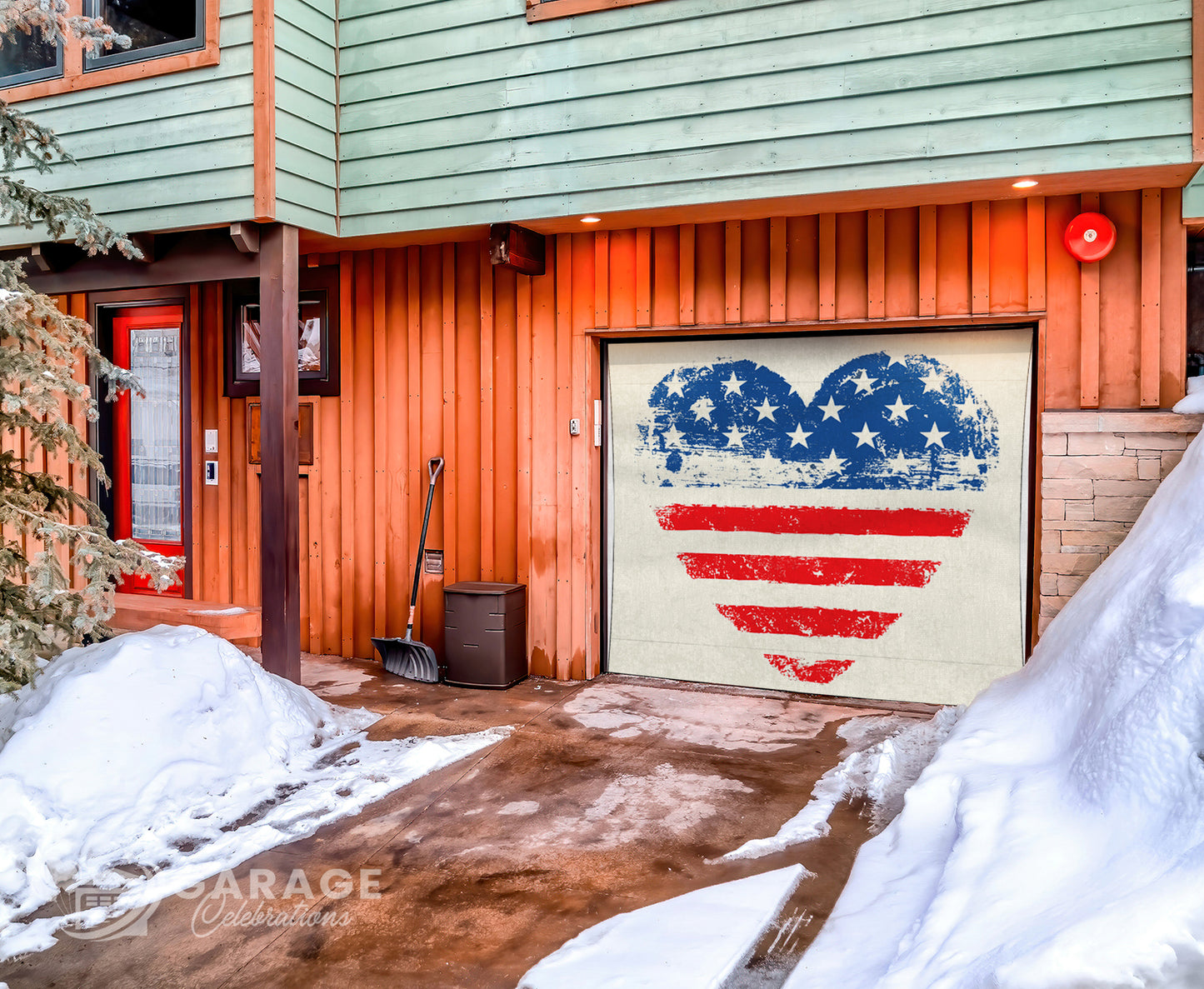 I Heart America | 1-Car Garage Door Cover