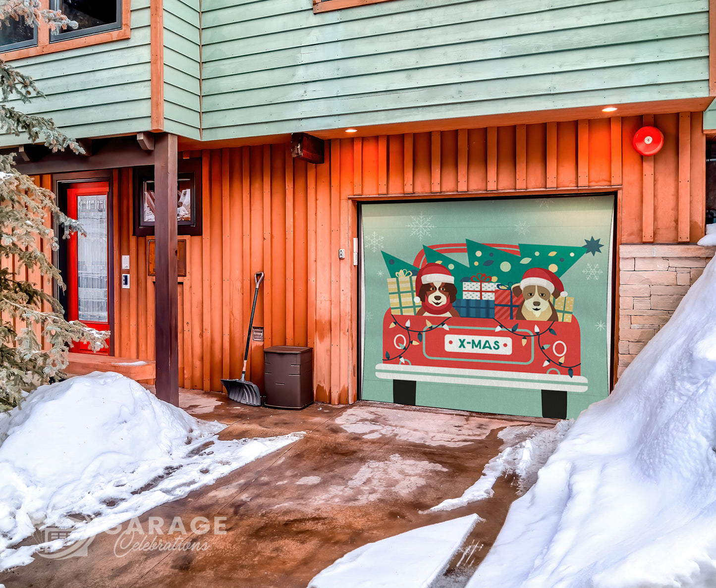 Merry Xmas | 1-Car Garage Door Cover