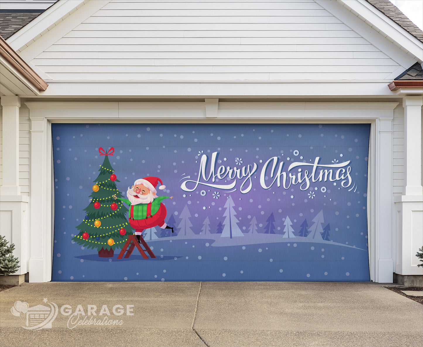 Santa's Christmas Tree | 2-Car Garage Door Cover