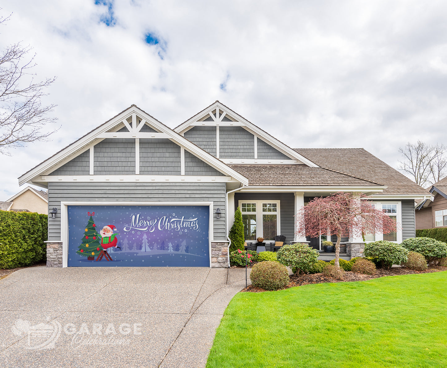 Santa's Christmas Tree | 2-Car Garage Door Cover