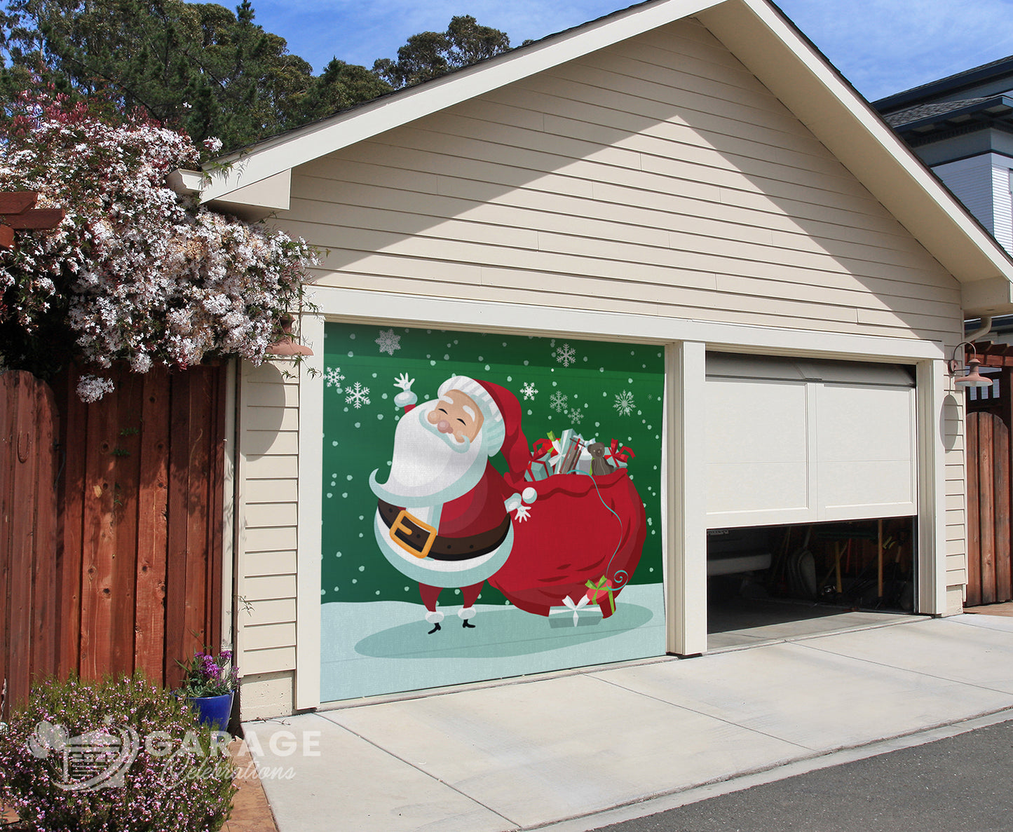 Snowflake Santa | Garage Door Cover